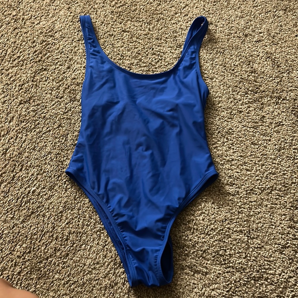 blue one piece bathing suit in size small from target
